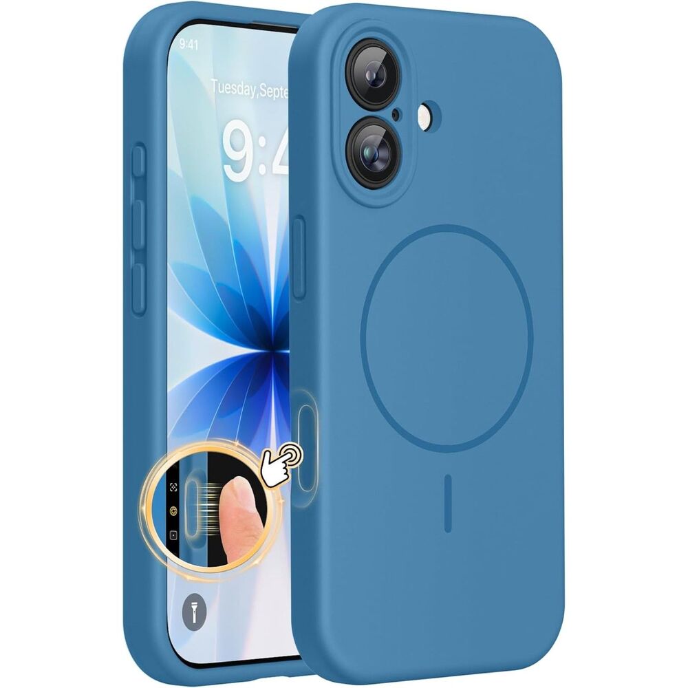 Miracase Magnetic Silicone Case iPhone 17 MagSafe Capri Blue Shockproof Cover